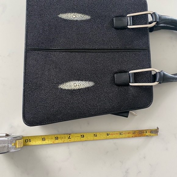 ROTA genuine stingray and leather handbag purse black with white spots NWOT - Picture 6 of 6